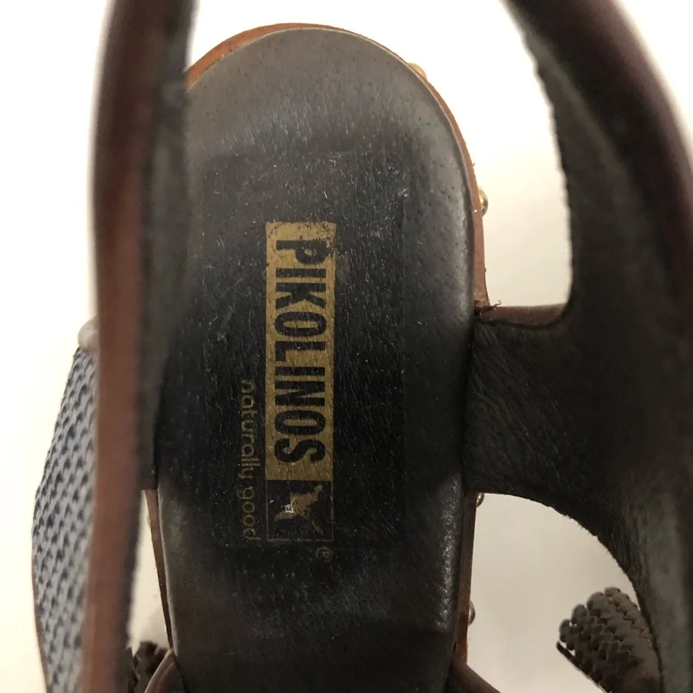 PIKOLINOS Sz 42 Blue Leather Platform Sandals - Olmo - Picture 11 of 13